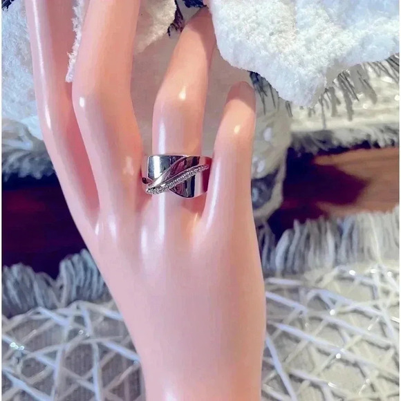 Unisex 14k Rose Gold 925 Silver Diamond Ring - Picture 8 of 10